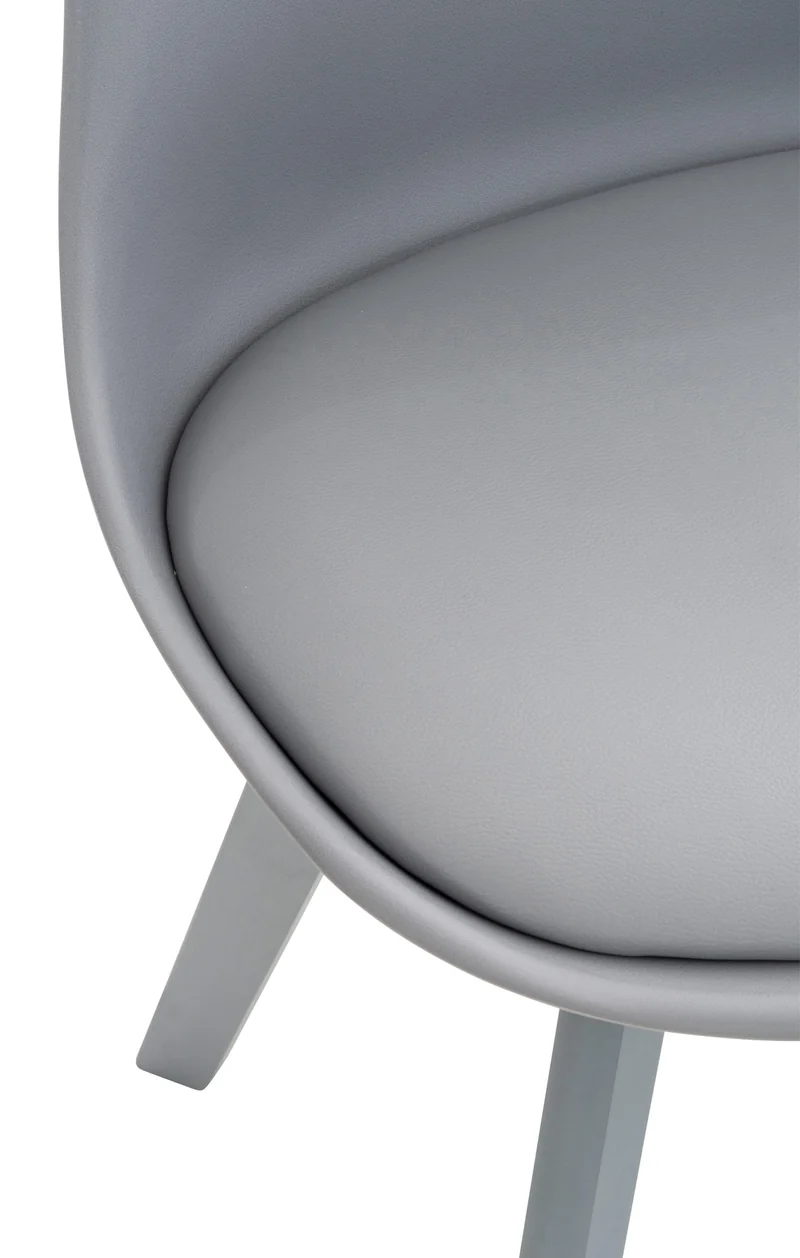 Lot de 4 chaises de salle à manger cuisine ou bureau en plastique et synthétique gris pieds en bois 10_0000388
