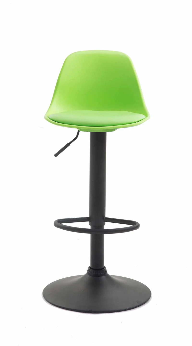 Tabouret de bar avec repose-pieds design moderne dossier en plastique et synthétique vert pieds noir mat 10_0000981