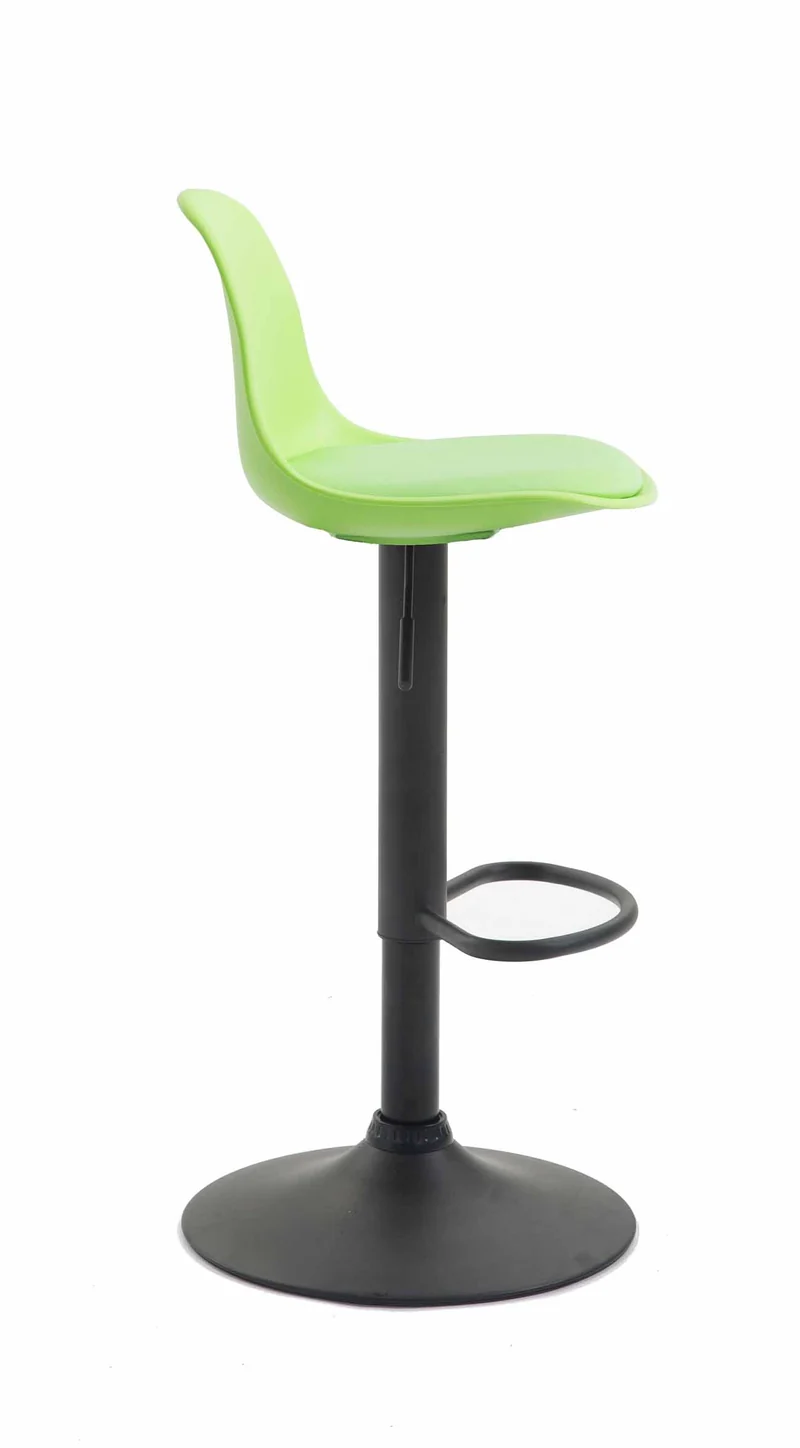 Tabouret de bar avec repose-pieds design moderne dossier en plastique et synthétique vert pieds noir mat 10_0000981