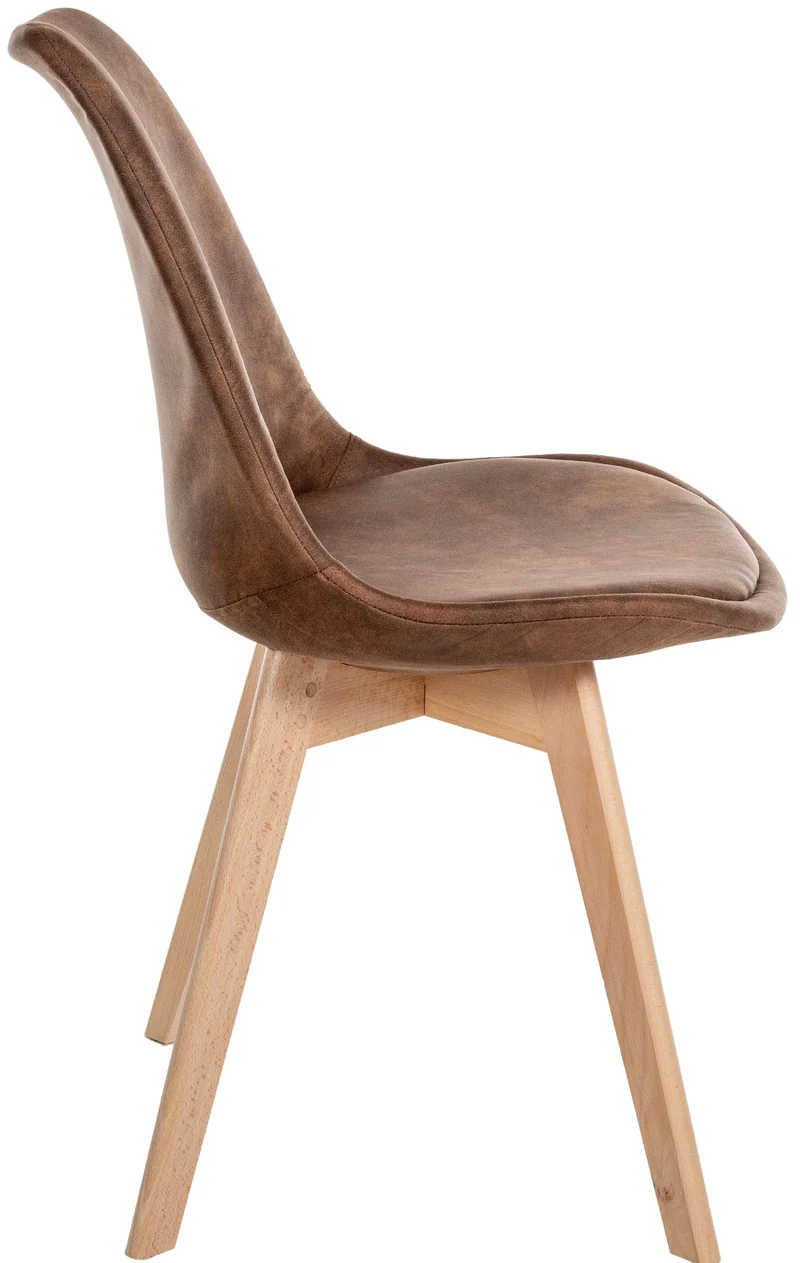 Lot de 4 chaises de salle à manger style scandinave en synthétique marron vieilli CDS10389