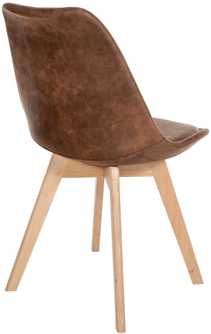 Lot de 4 chaises de salle à manger style scandinave en synthétique marron vieilli CDS10389