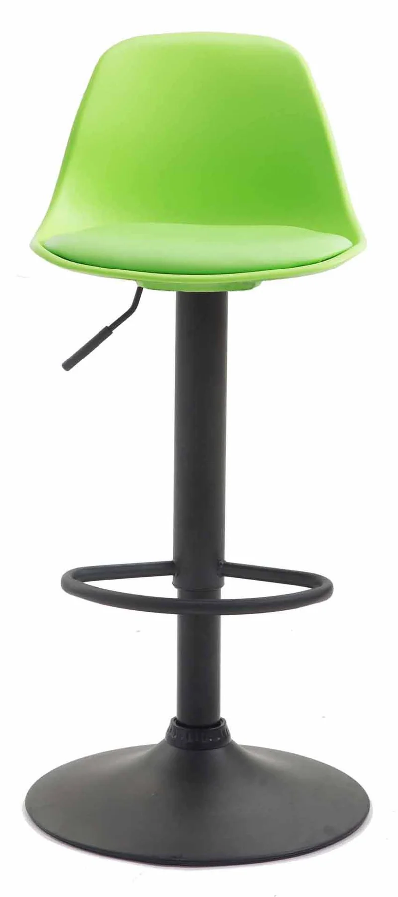 Lot de 2 tabourets de bar moderne et confortable assise en PVC vert coque en plastique et pieds en métal noir 10_0004241