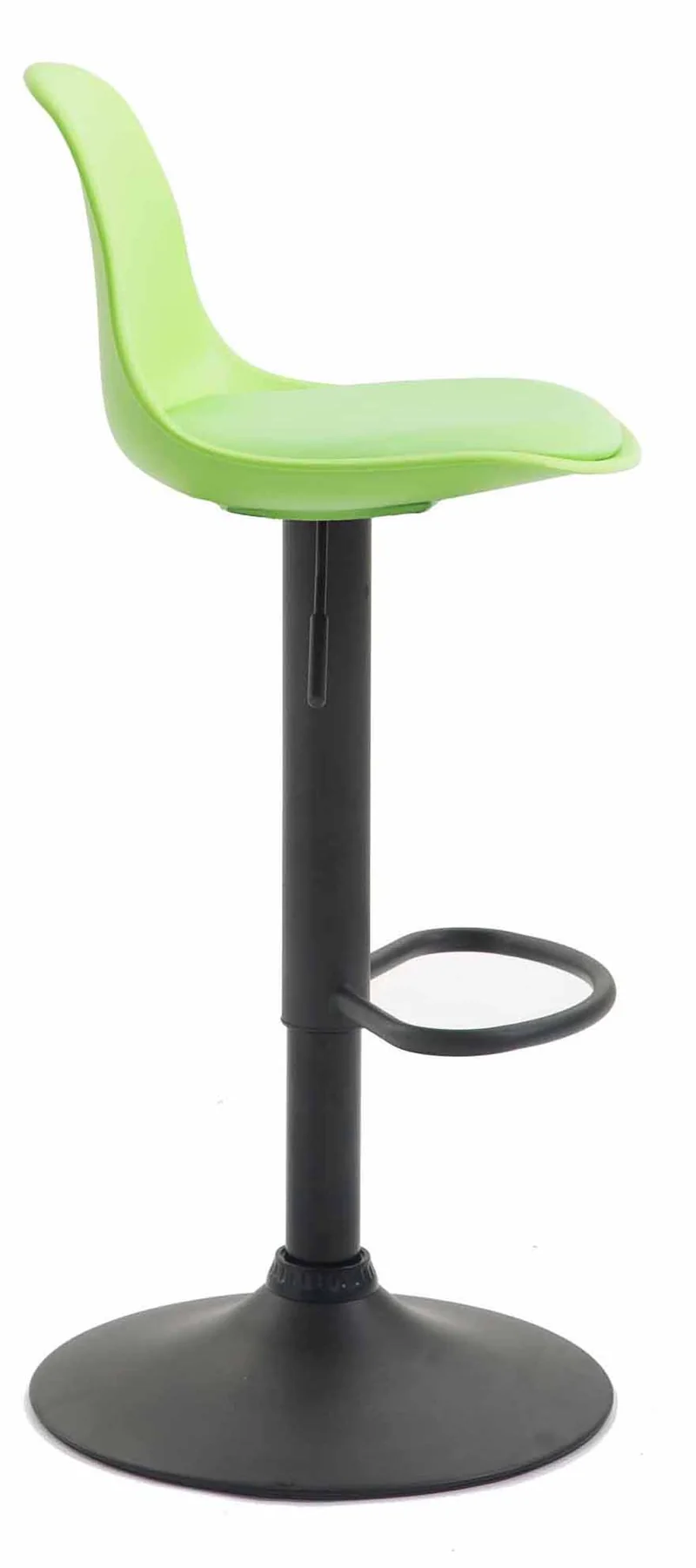 Lot de 2 tabourets de bar moderne et confortable assise en PVC vert coque en plastique et pieds en métal noir 10_0004241