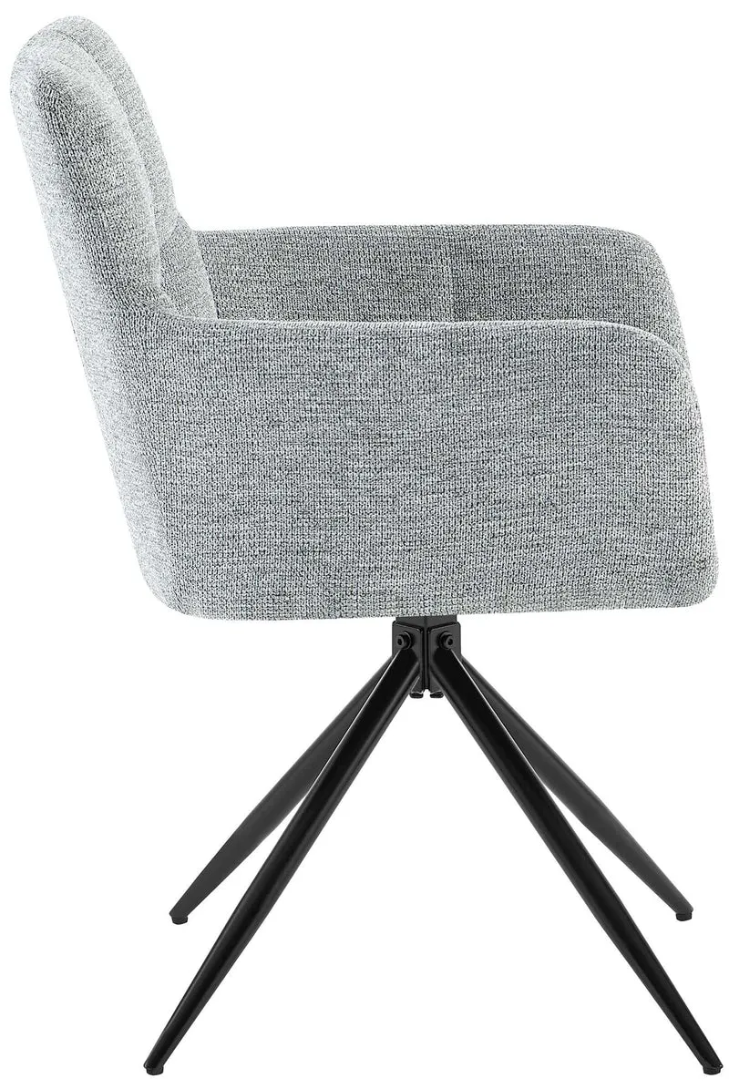 Chaise de salle à manger x1 moderne et confort mécanisme de rotation à 180° en tissu gris et métal 10_0007155