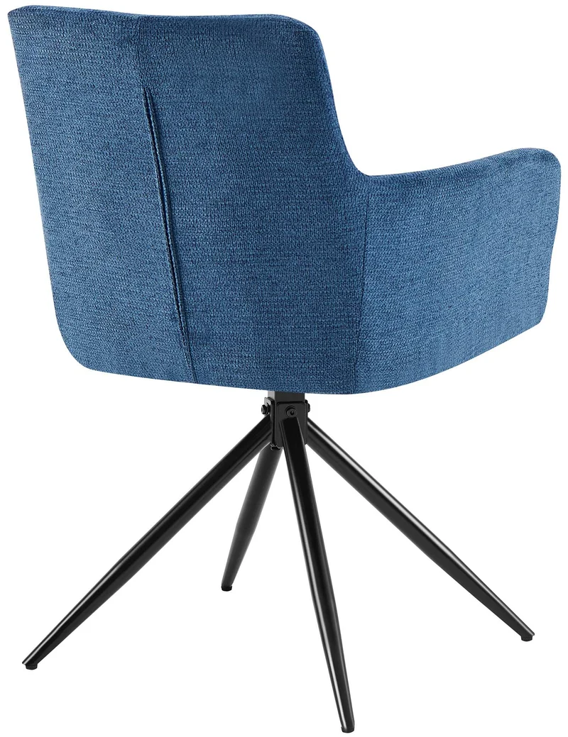 Chaise de salle à manger x1 moderne et confort mécanisme de rotation à 180° en tissu beu foncé et métal 10_0007154