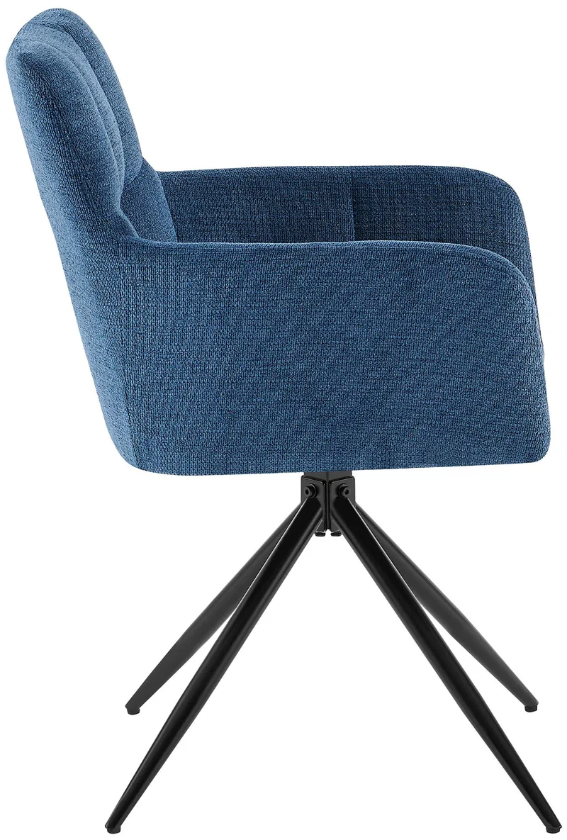 Chaise de salle à manger x1 moderne et confort mécanisme de rotation à 180° en tissu beu foncé et métal 10_0007154
