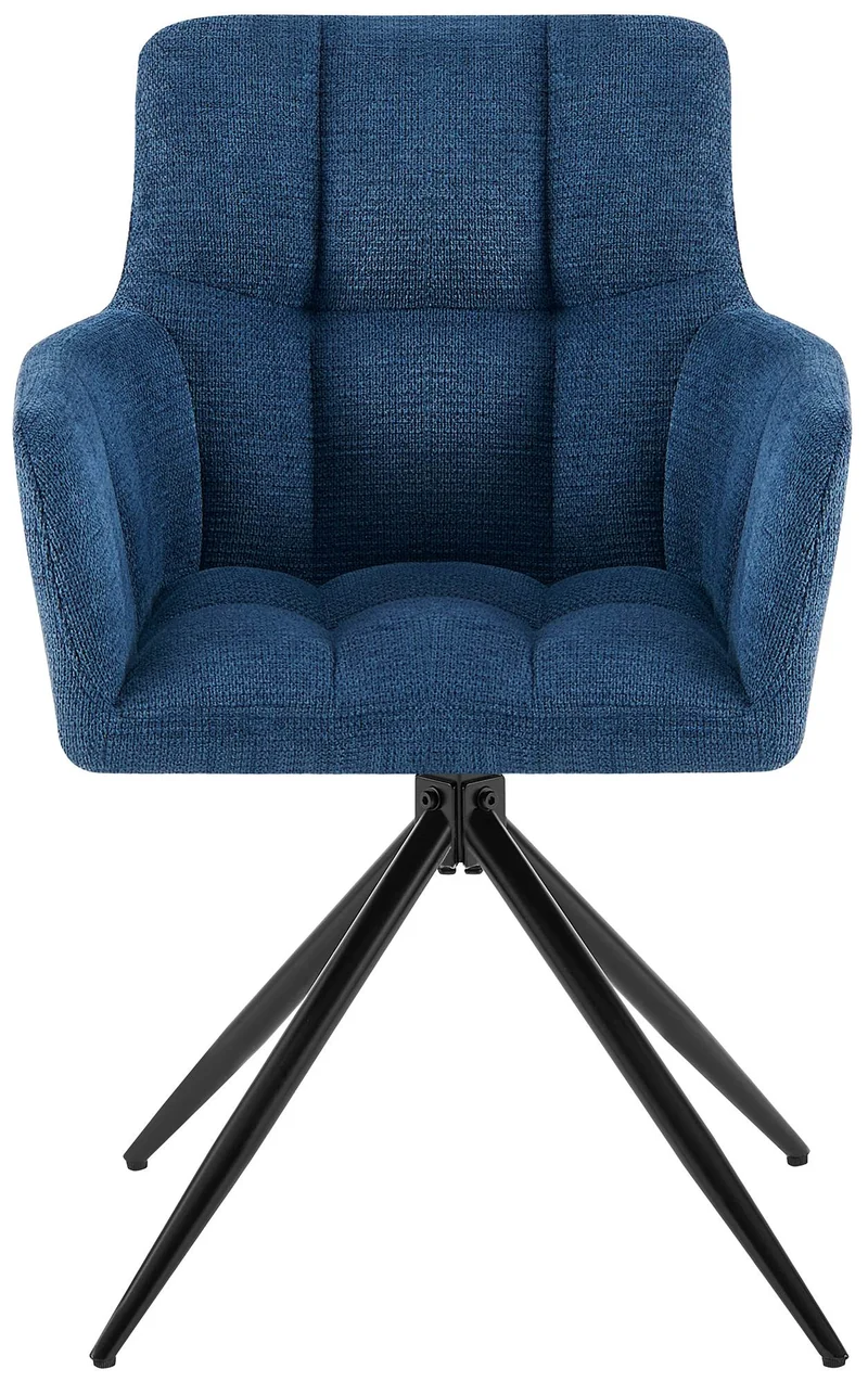Chaise de salle à manger x1 moderne et confort mécanisme de rotation à 180° en tissu beu foncé et métal 10_0007154