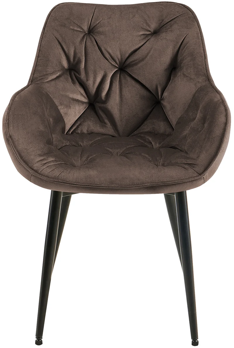 Lot de 2 chaises de salle à manger design et moderne assise en velours marron et pieds en métal noir 10_0001665