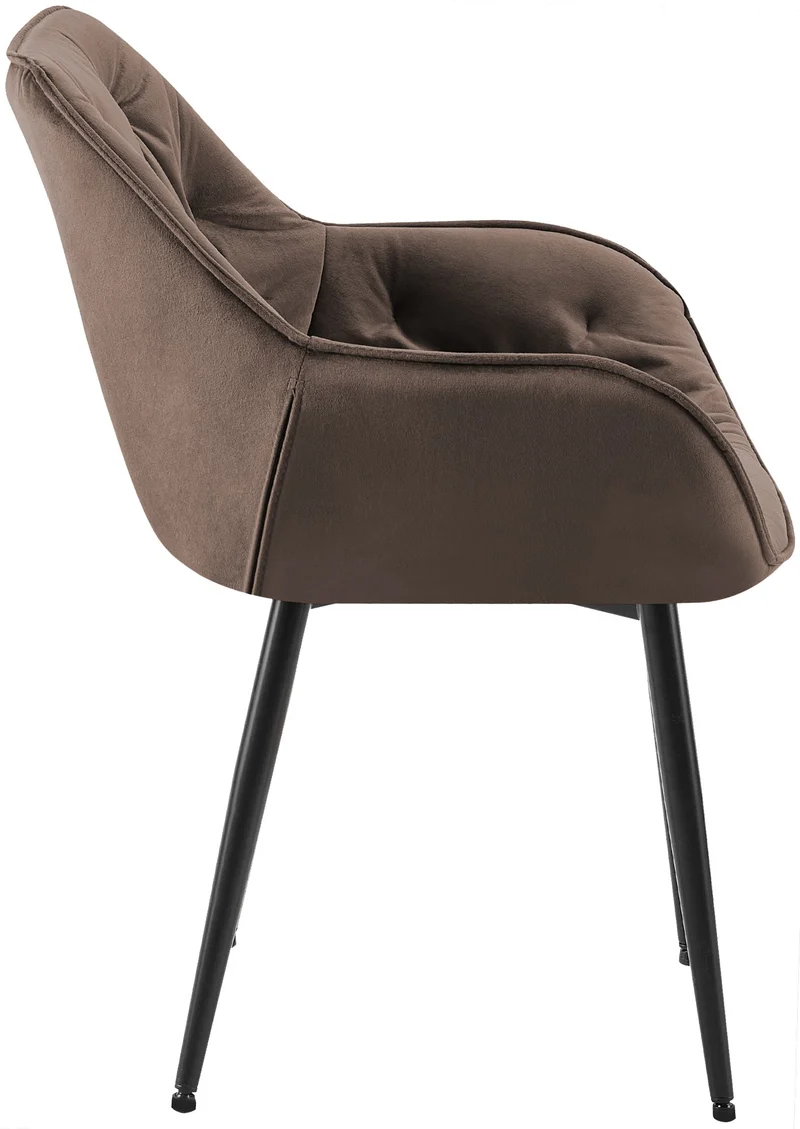 Lot de 2 chaises de salle à manger design et moderne assise en velours marron et pieds en métal noir 10_0001665