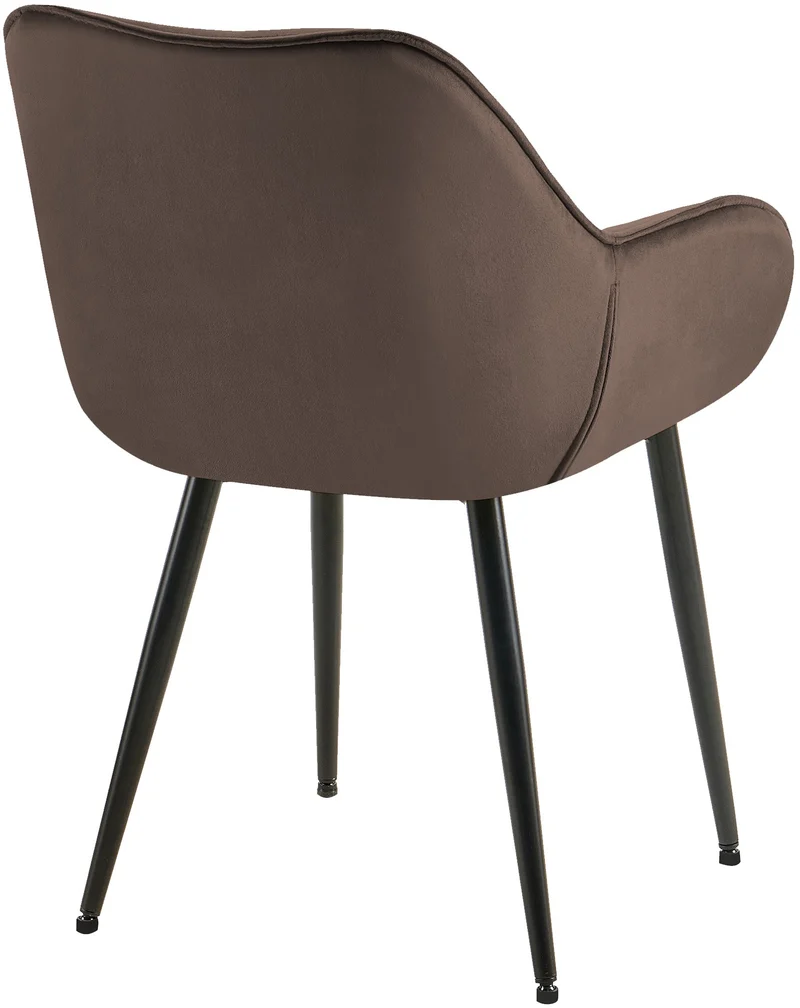 Lot de 2 chaises de salle à manger design et moderne assise en velours marron et pieds en métal noir 10_0001665