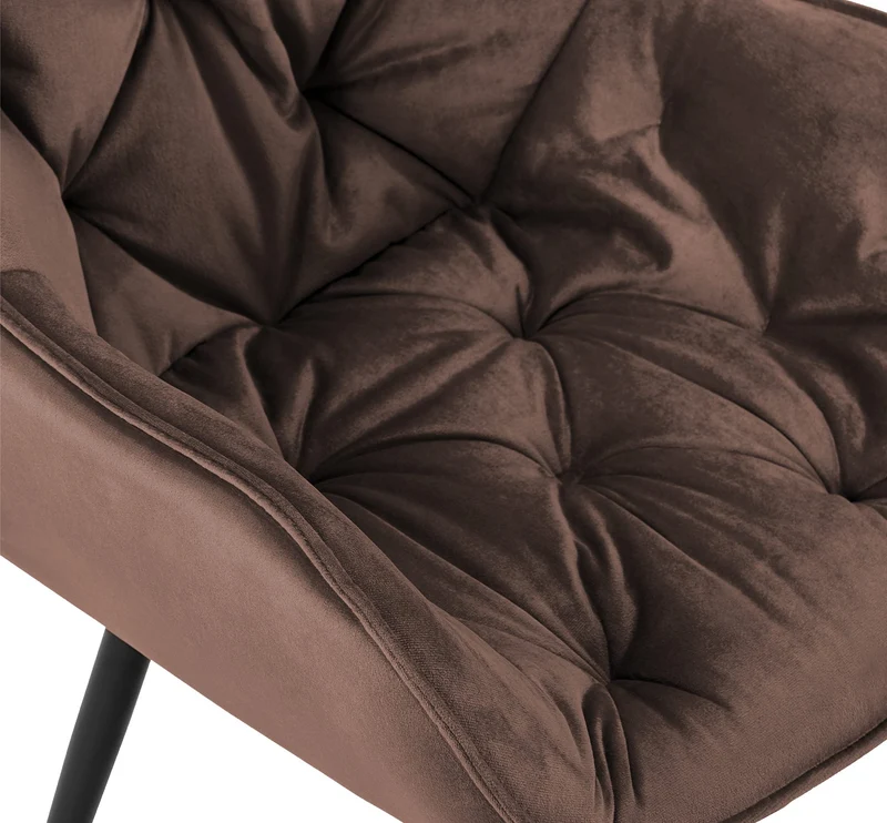 Lot de 2 chaises de salle à manger design et moderne assise en velours marron et pieds en métal noir 10_0001665
