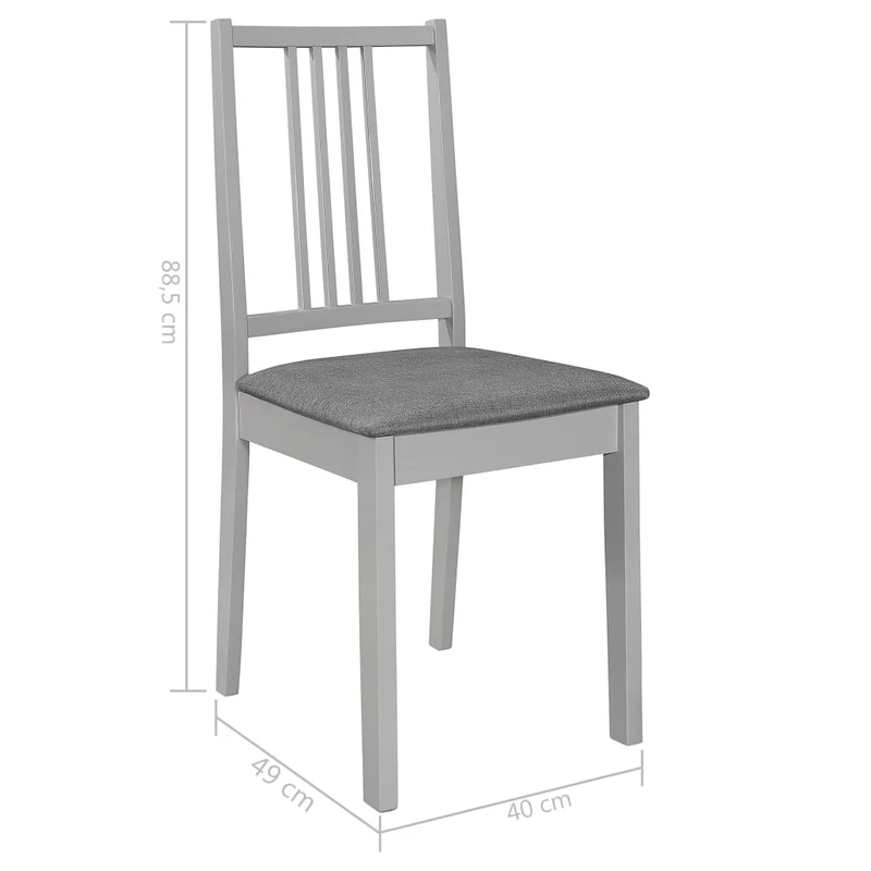 Lot de 4 chaises de salle à manger cuisineà dîner avec coussins gris bois solide CDS022102
