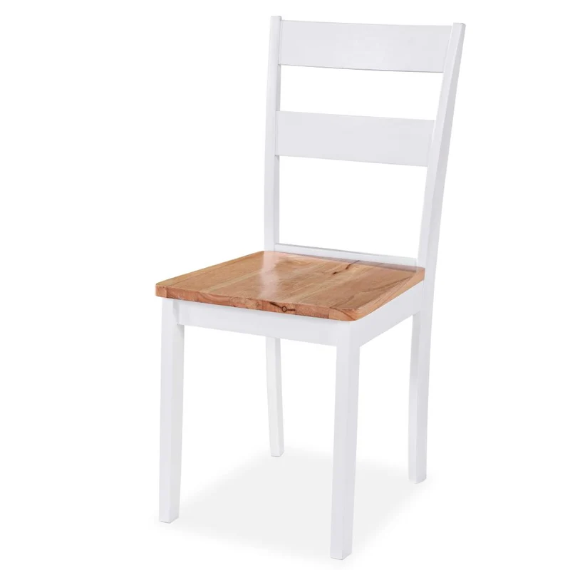 Lot de 6 chaises de salle à manger cuisine design classique et simple en bois d'hévéa blanc CDS022150
