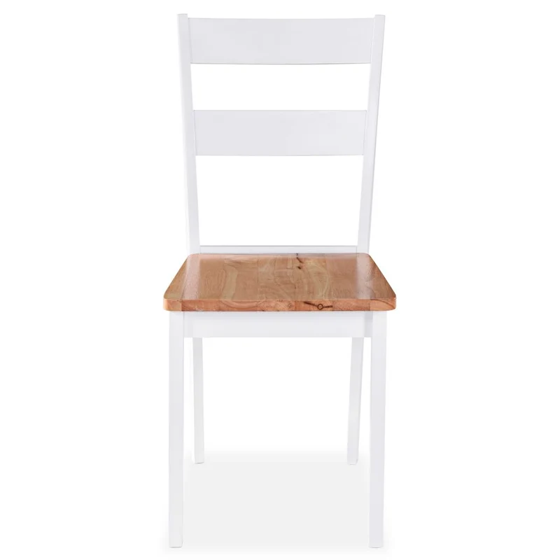 Lot de 6 chaises de salle à manger cuisine design classique et simple en bois d'hévéa blanc CDS022150