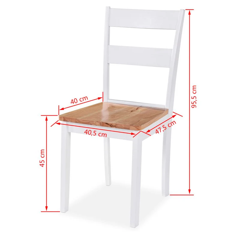 Lot de 6 chaises de salle à manger cuisine design classique et simple en bois d'hévéa blanc CDS022150