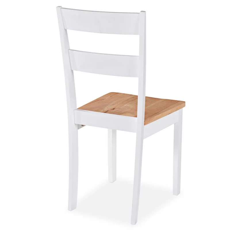 Lot de 6 chaises de salle à manger cuisine design classique et simple en bois d'hévéa blanc CDS022150