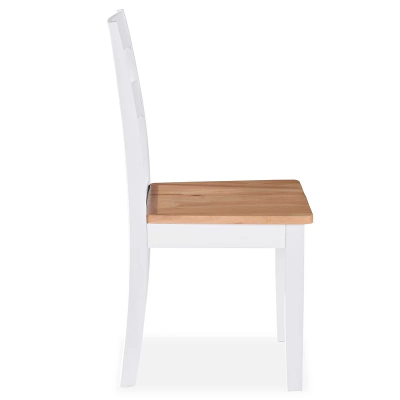 Lot de 6 chaises de salle à manger cuisine design classique et simple en bois d'hévéa blanc CDS022150