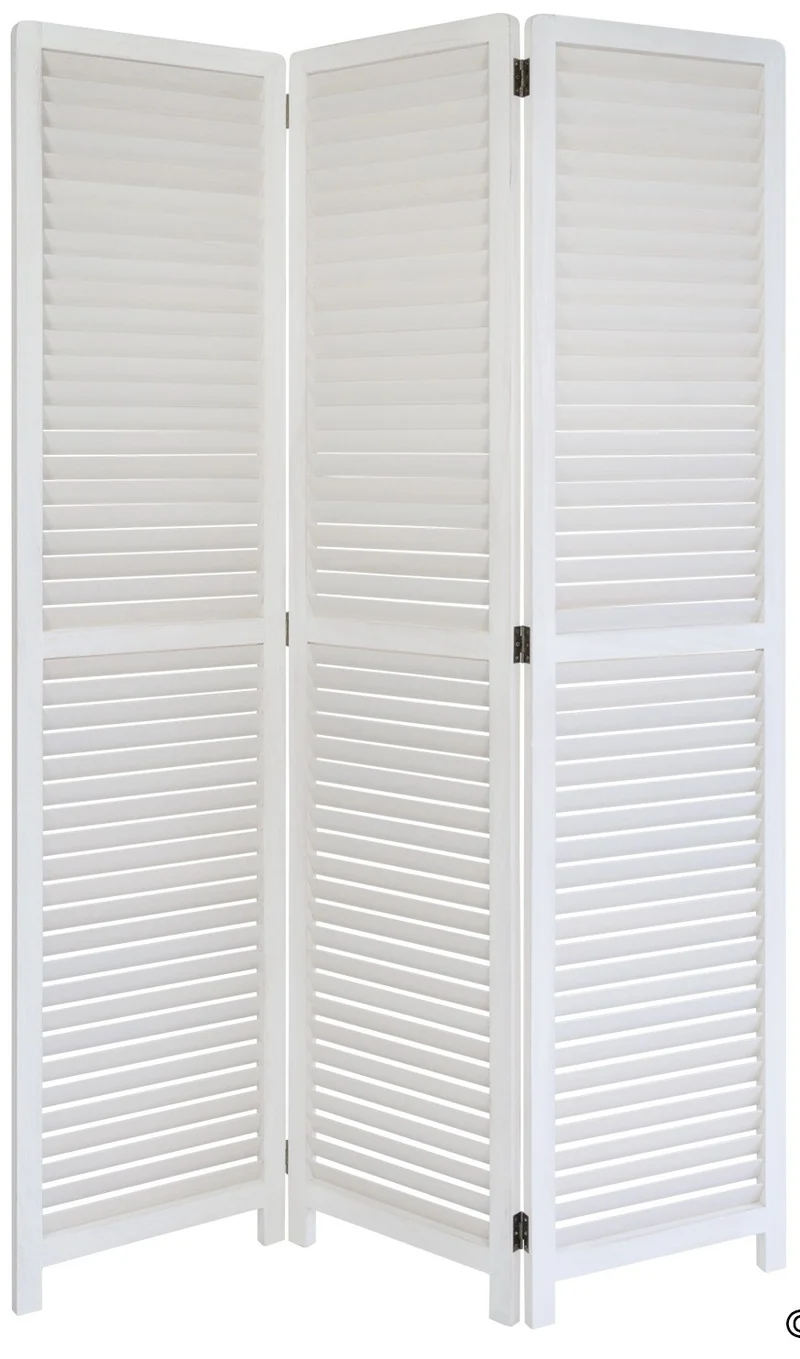 Paravent 3 panneaux blanc en bois 120x170cm PAR06020