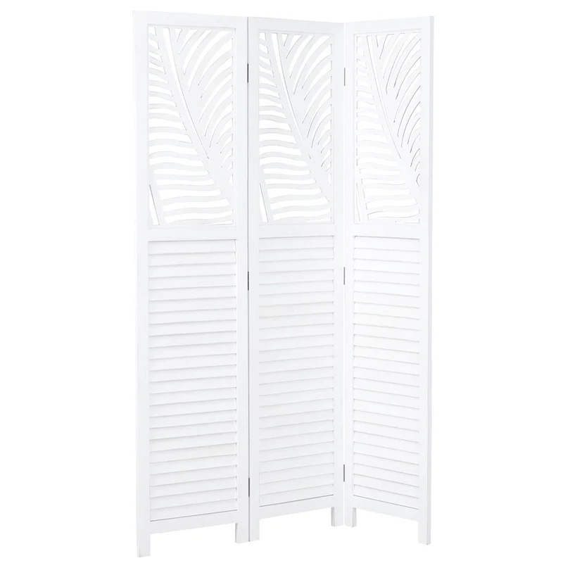 Paravent en bois blanc à 3 panneaux 170x120 idéal pour séparer et décorer votre espace PAR06097