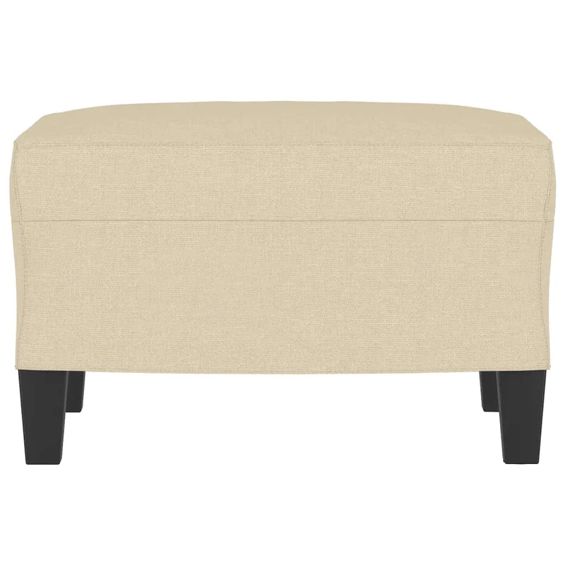 Repose-pieds tabouret bout de lit 60 x 50 x 41 cm tissu crème et contreplaqué DEC030142