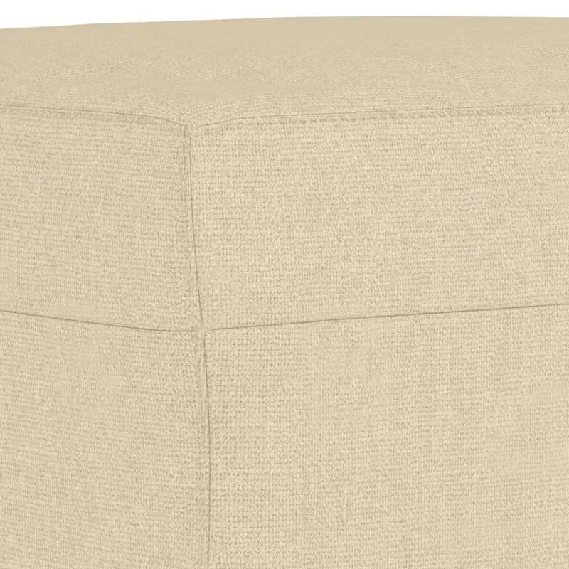 Repose-pieds tabouret bout de lit 60 x 50 x 41 cm tissu crème et contreplaqué DEC030142