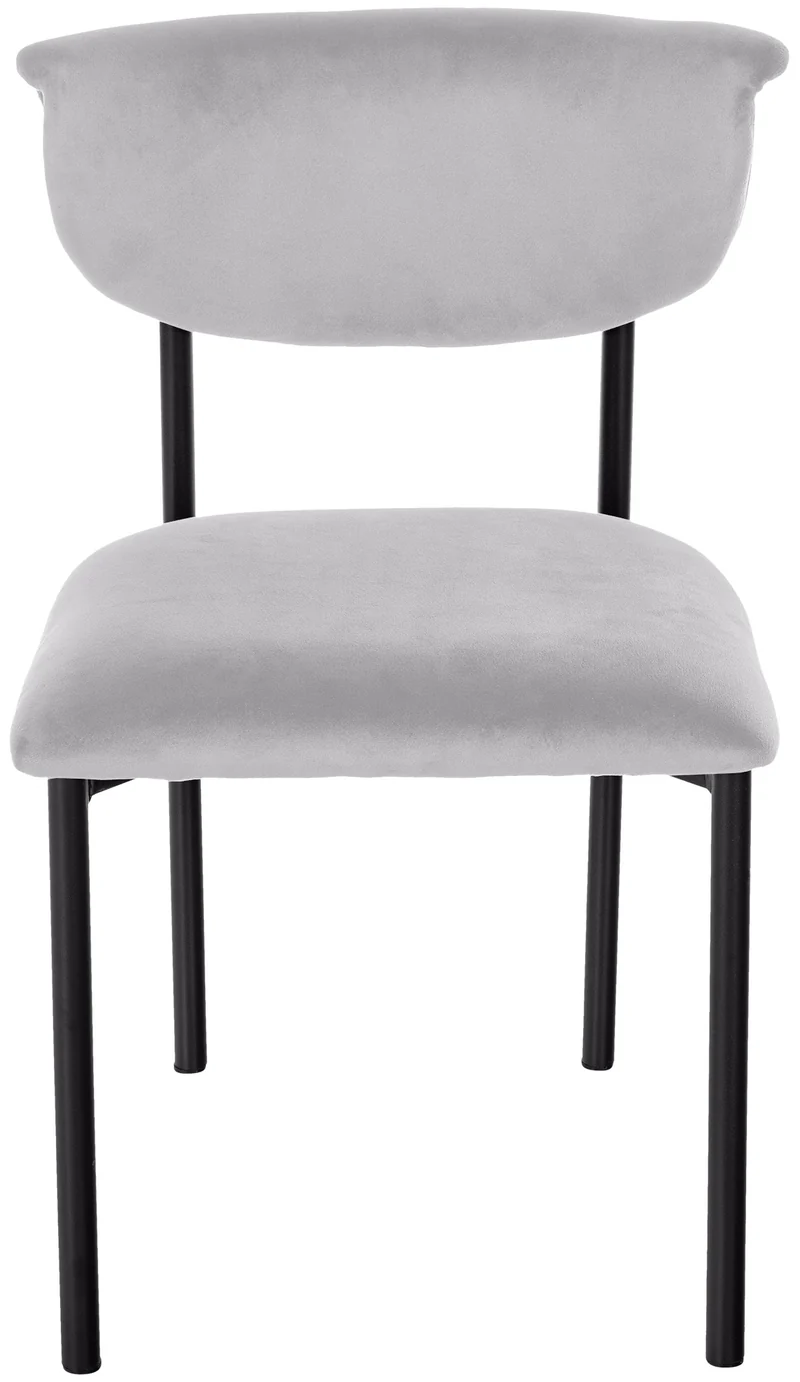Chaise de salle à manger x1 élégante lignes épurées assise galbée velours gris et métal noir 10_0008298