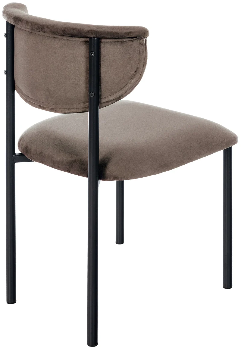 Chaise de salle à manger x1 élégante lignes épurées assise galbée velours marron et métal noir 10_0008297