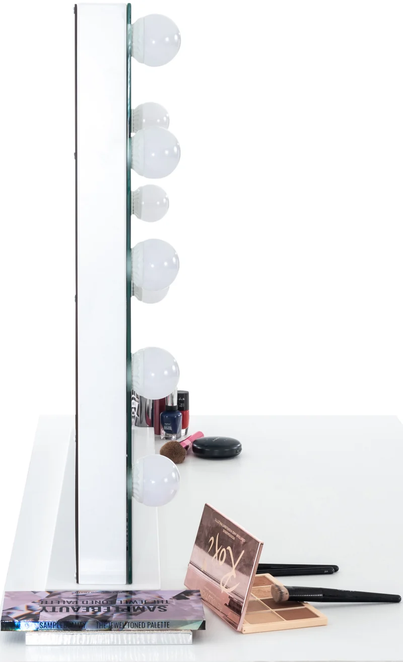 Miroir de maquillage LED 68x80x16 cm intensité lumineuse réglable plastique blanc 10_0008963
