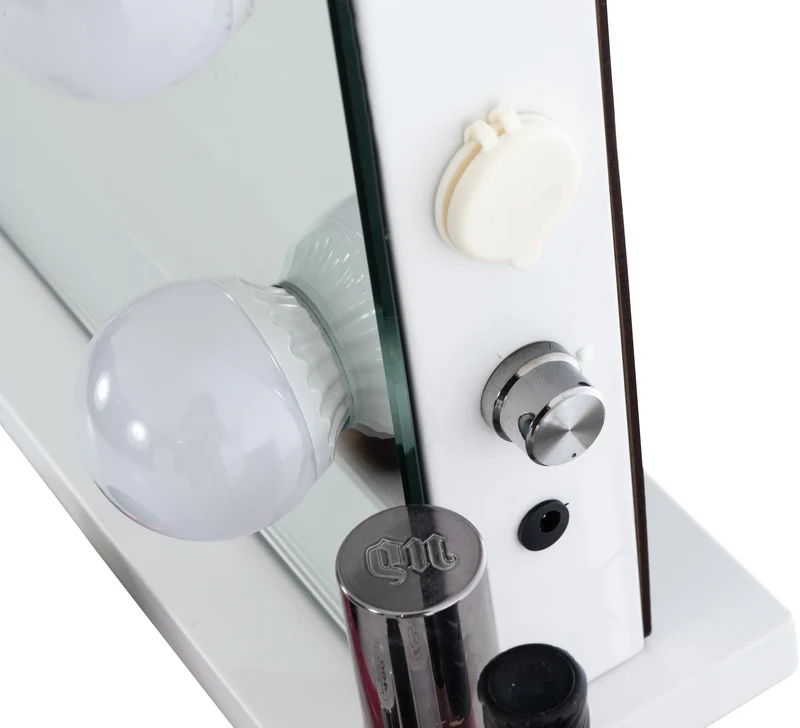 Miroir de maquillage LED 68x80x16 cm intensité lumineuse réglable plastique blanc 10_0008963