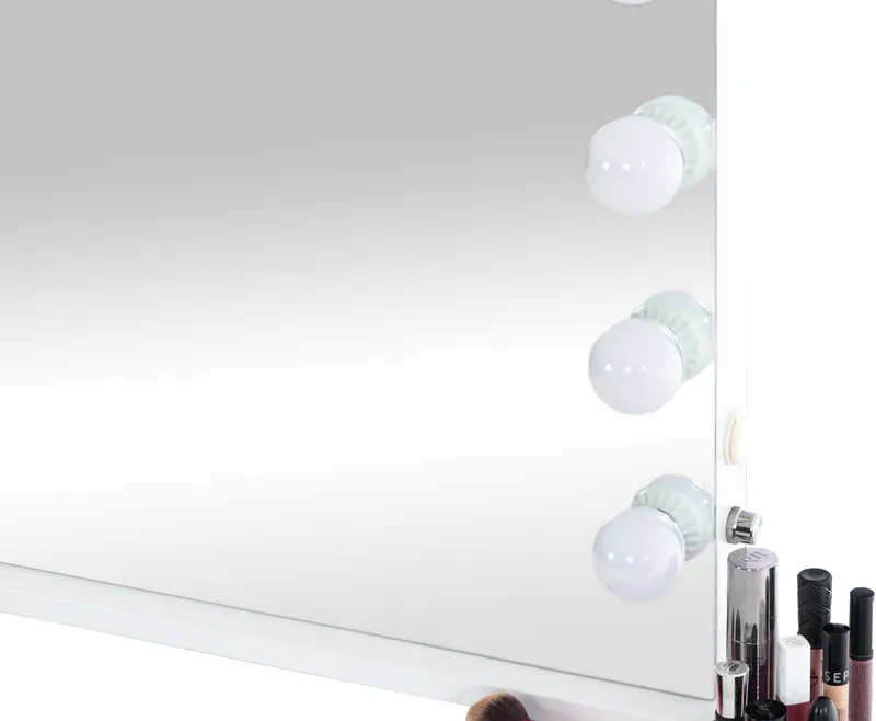 Miroir de maquillage LED 68x80x16 cm intensité lumineuse réglable plastique blanc 10_0008963