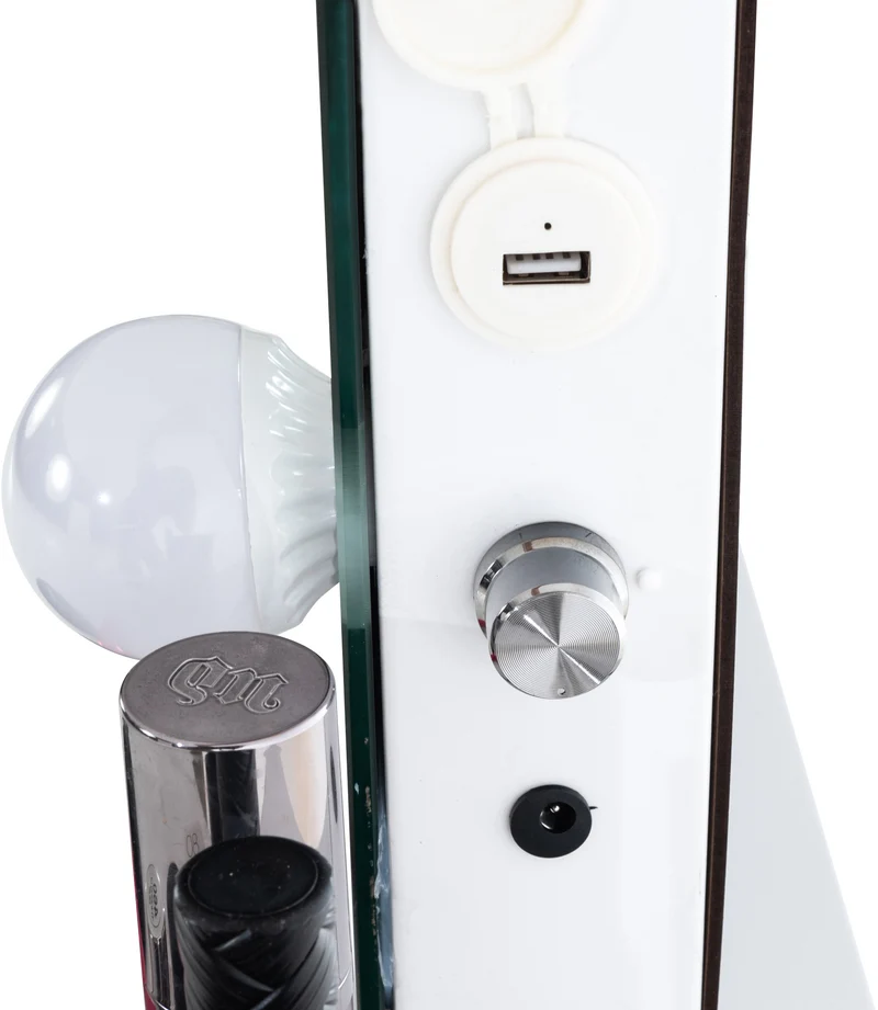 Miroir de maquillage LED 68x80x16 cm intensité lumineuse réglable plastique blanc 10_0008963