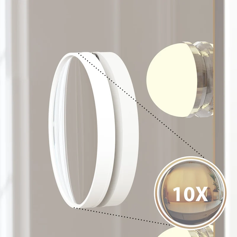 Miroir de maquillage LED en plastique 58 x 46 cm avec grossissement x10 et port USB 10_0008956