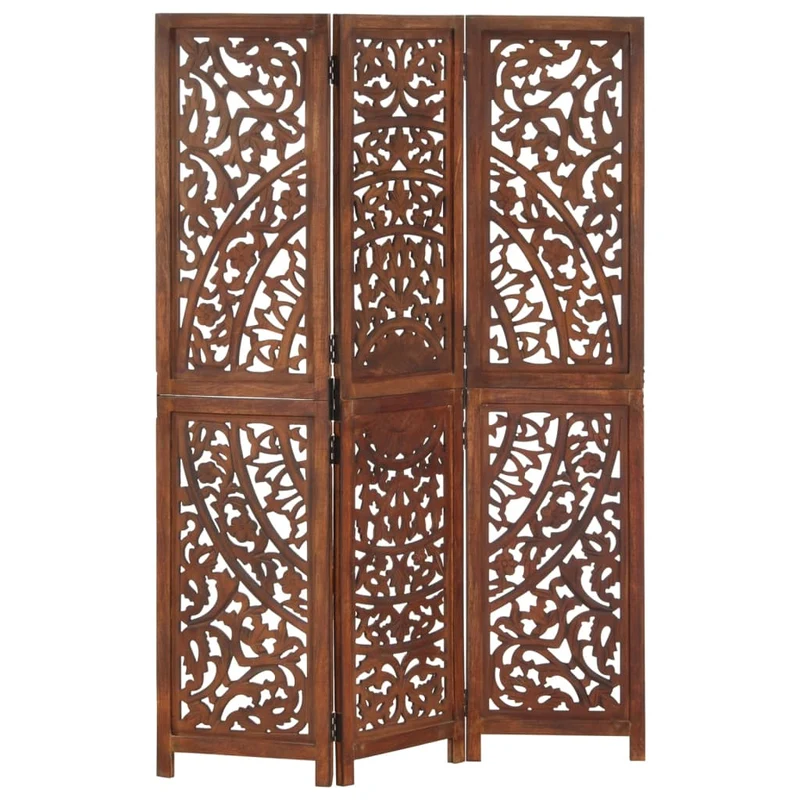 Paravent séparateur de pièce cloison 3 panneaux 120 x 165cm bois manguier marron DEC030774