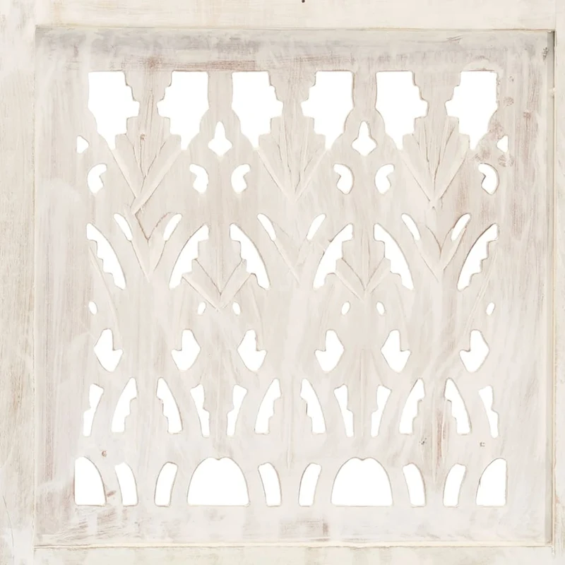 Paravent séparateur de pièce cloison 3 panneaux 120 x 165 cm bois manguier blanc DEC030734