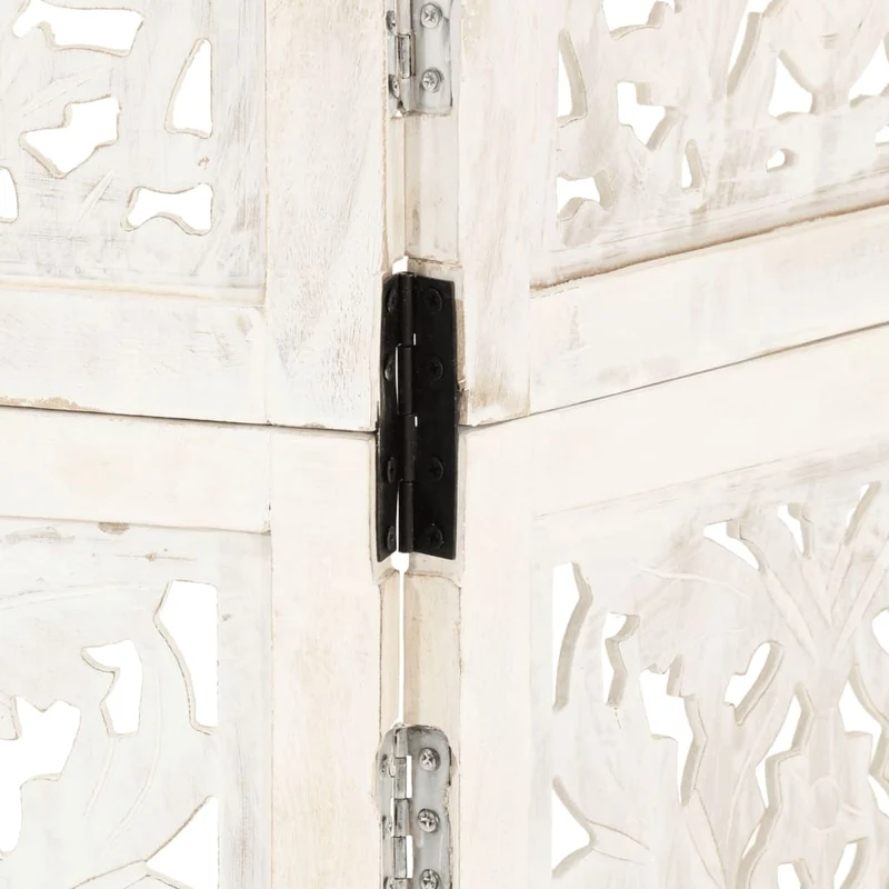 Paravent séparateur de pièce cloison 3 panneaux 120 x 165 cm bois manguier blanc DEC030734