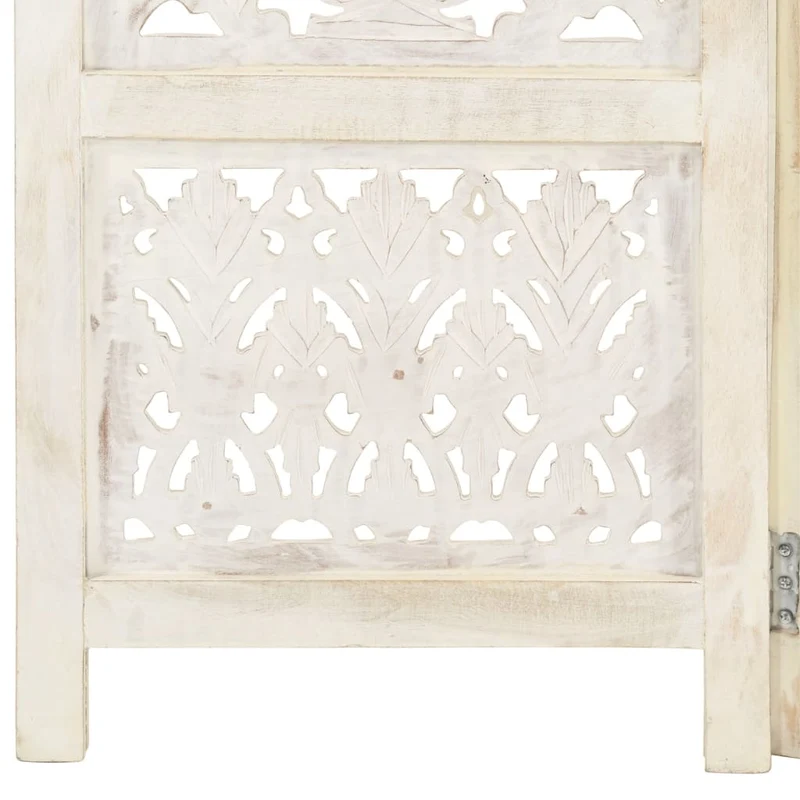 Paravent séparateur de pièce cloison 3 panneaux 120 x 165 cm bois manguier blanc DEC030734