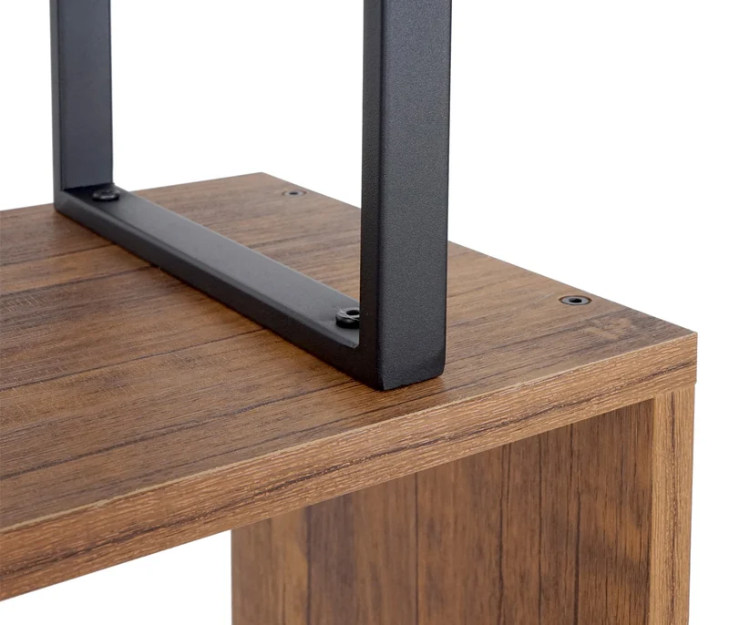 Bibliothèque étagère de rangement avec porte 183x80cm aspect chêne sauvage 04_0001326