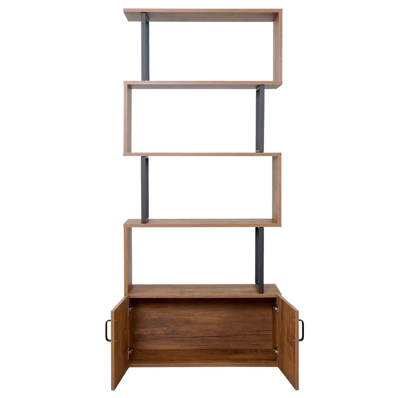 Bibliothèque étagère de rangement avec porte 183x80cm aspect chêne sauvage 04_0001326