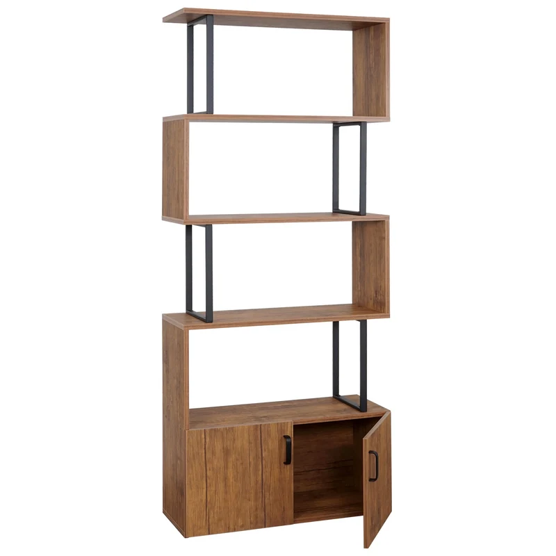 Bibliothèque étagère de rangement avec porte 183x80cm aspect chêne sauvage 04_0001326