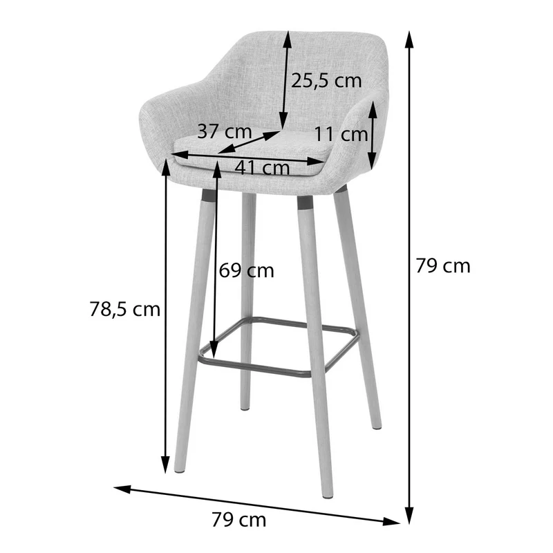 Tabouret de bar chaise de comptoir x1 avec repose-pieds en PVC marron style scandinave 04_0005298