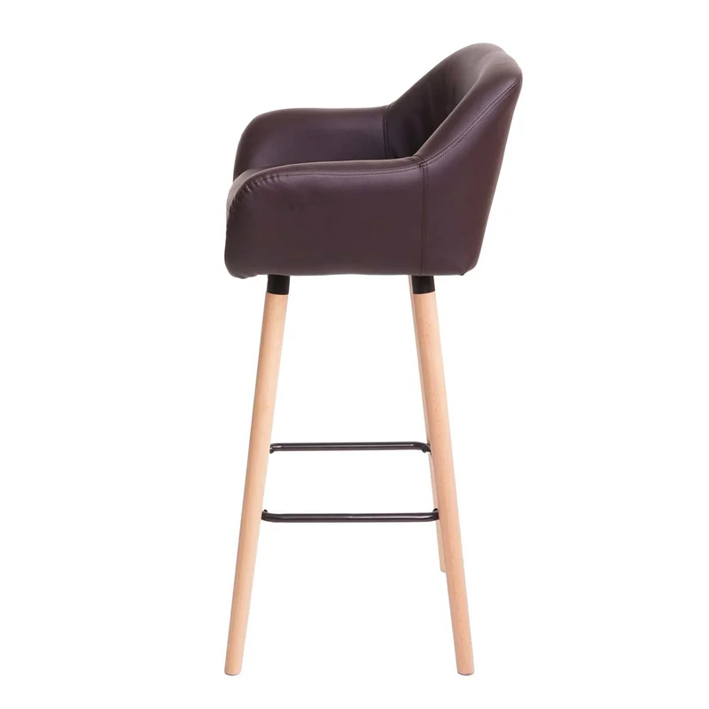 Tabouret de bar chaise de comptoir x1 avec repose-pieds en PVC marron style scandinave 04_0005298