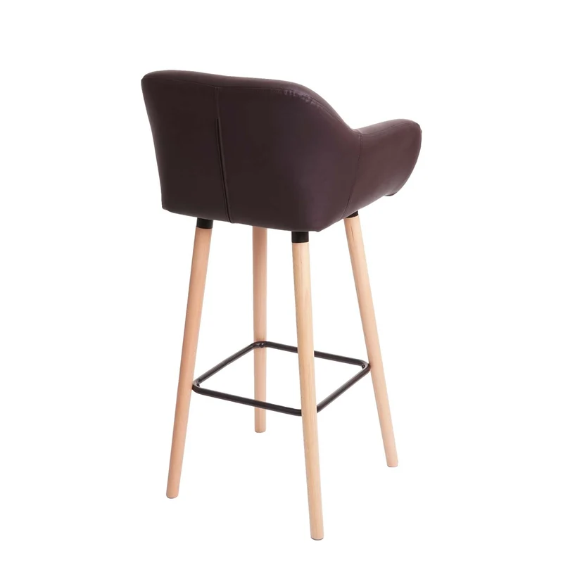 Tabouret de bar chaise de comptoir x1 avec repose-pieds en PVC marron style scandinave 04_0005298