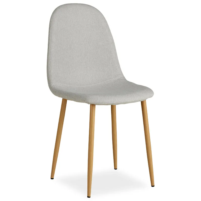 Lot de 2 chaises de salle à manger cuisine confortable et moderne en tissu gris pieds métal aspect bois CDS06104