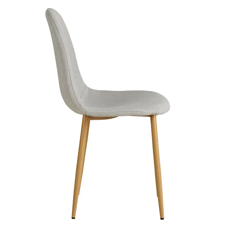 Lot de 4 chaises de salle à manger cuisine confortable et moderne en tissu gris pieds métal aspect bois CDS06204