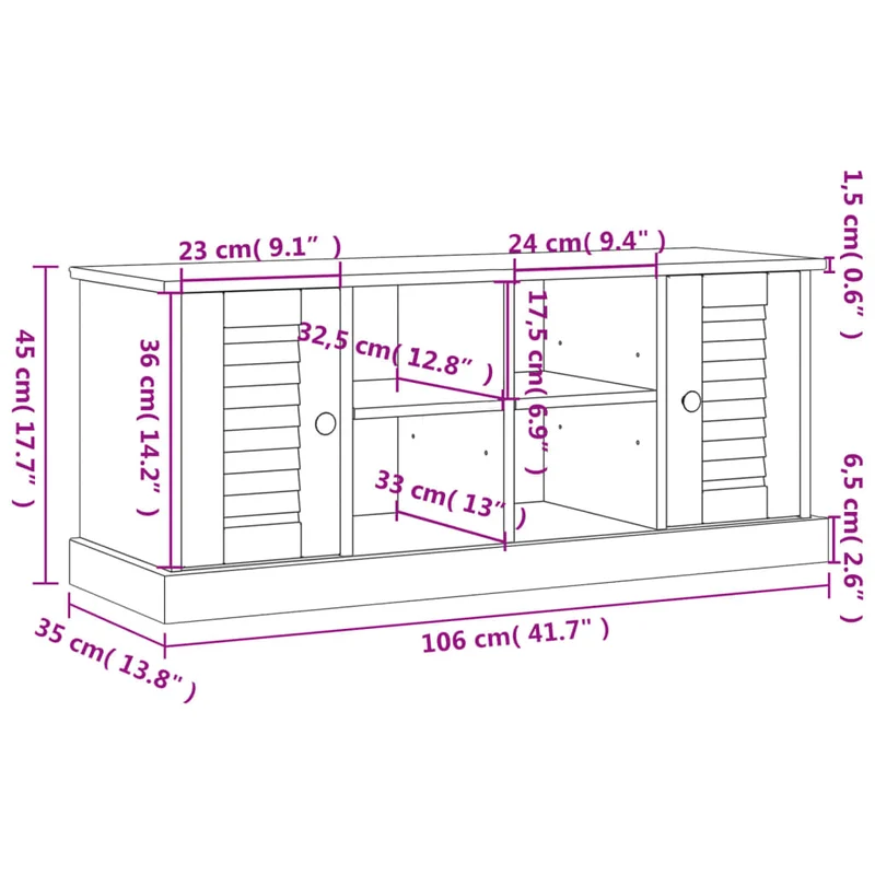 Banc de rangement à chaussures avec 4 compartiments et 2 petites armoires avec porte 106 x 35 x 45 cm en bois de pin blanc DEC024962