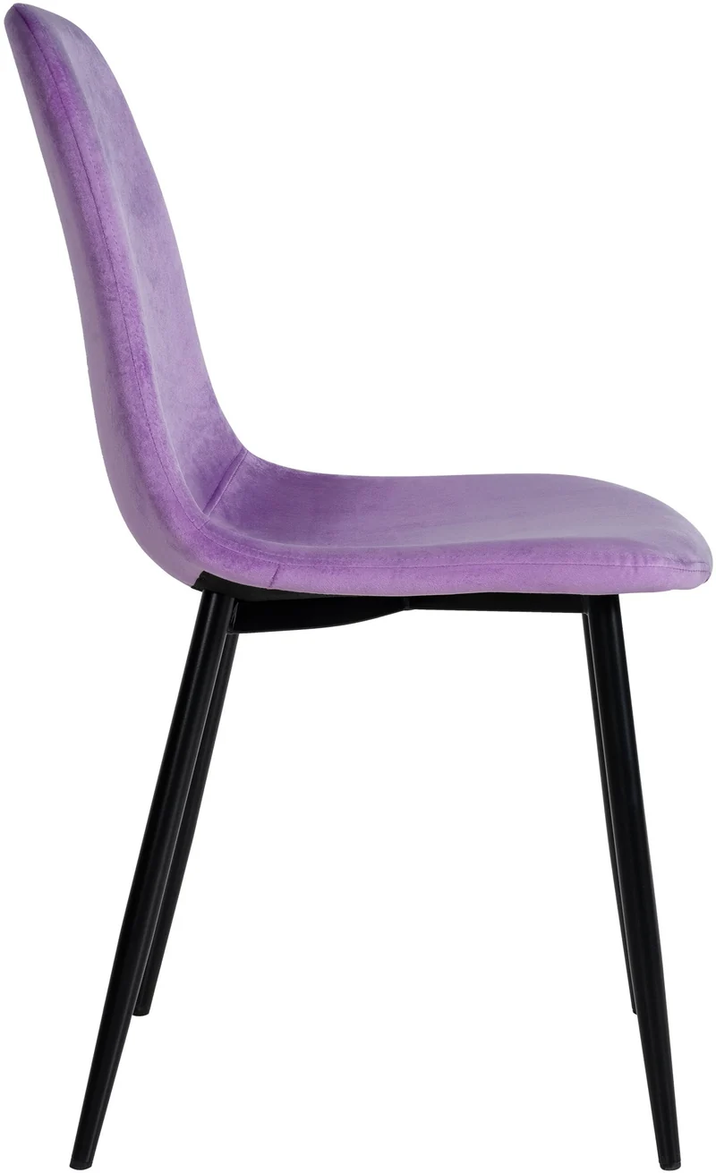 Lot de 4 chaises de salle à manger design simple avec pieds en métal noir et assise en tissu violet 10_0001831