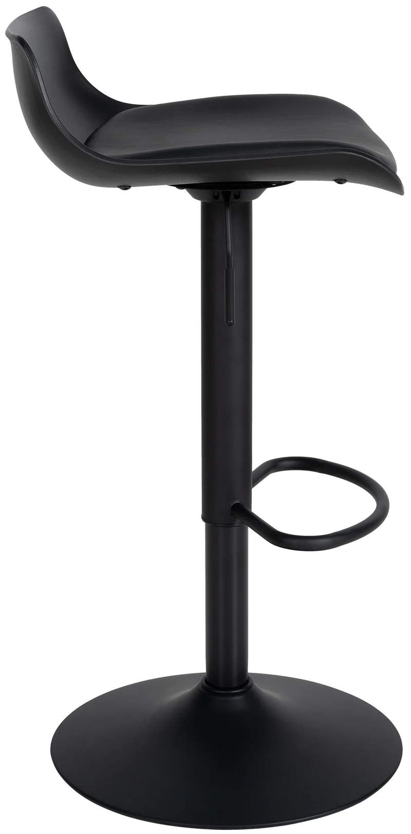 Tabouret de bar x1 avec repose-pieds hauteur réglable desing moderne en PVC noir et métal noir 10_0004536