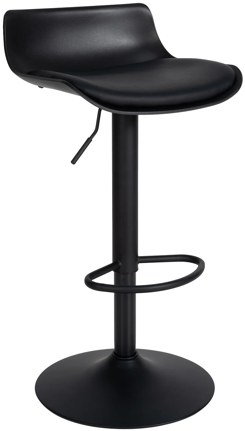Tabouret de bar x4 avec repose-pieds hauteur réglable desing moderne en PVC noir et métal noir 10_0004500