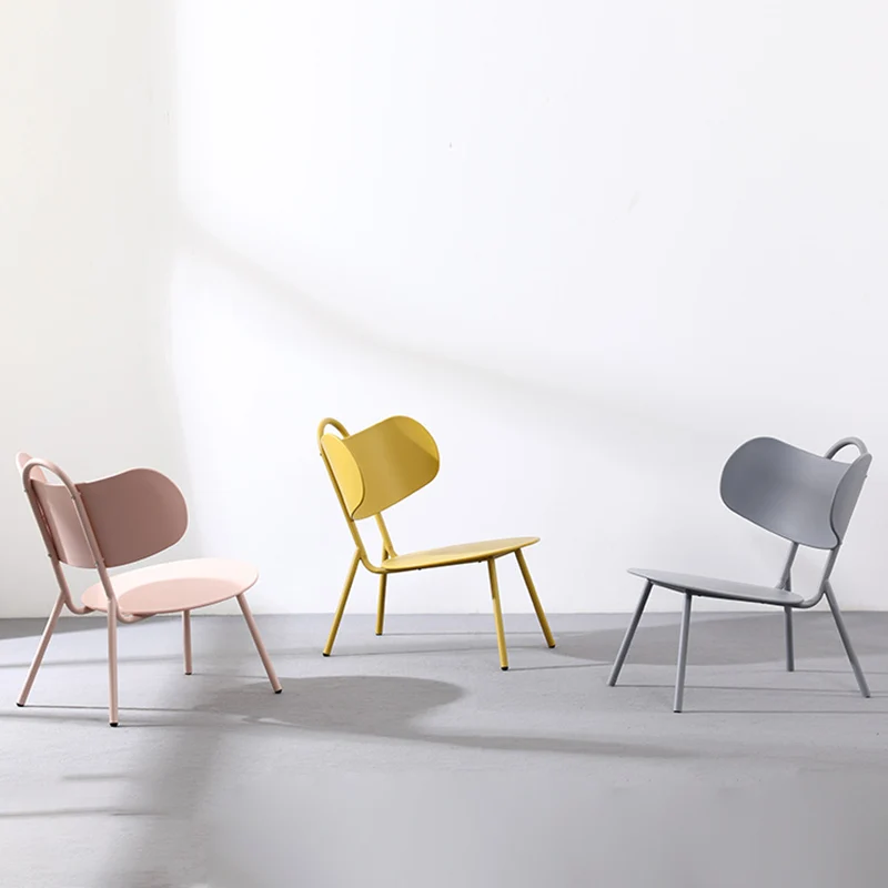 Contemporary Nordic Plastic & Iron Curved Back Round Seat Accent Chair For Bedroom, Living Room, Balcony