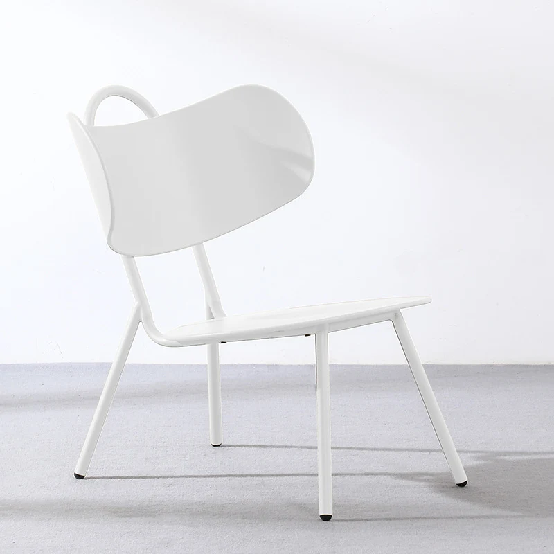 Contemporary Nordic Plastic & Iron Curved Back Round Seat Accent Chair For Bedroom, Living Room, Balcony